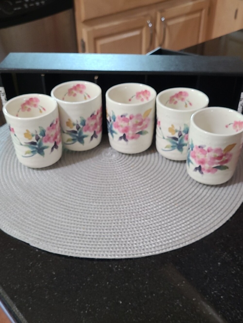 Japanese Floral Yunomi Tea Cup Set